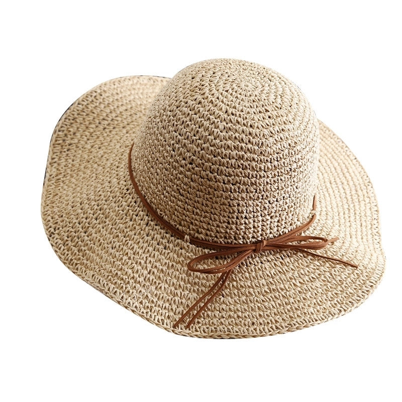 Women's Minimalist Bow Knot Braid Wide Eaves Straw Hat