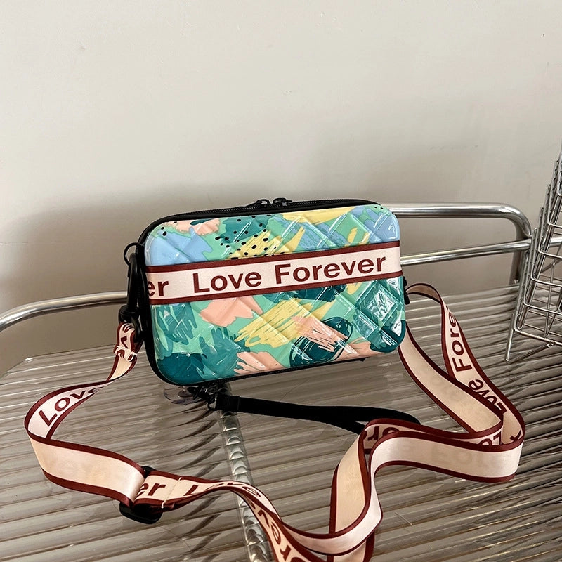 Women's Medium PVC Letter Polka Dots Butterfly Streetwear Square Zipper Square Bag