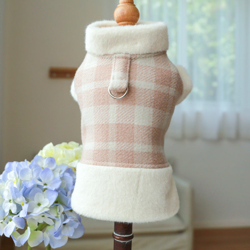 Warm Plaid Dog Harness Coat
