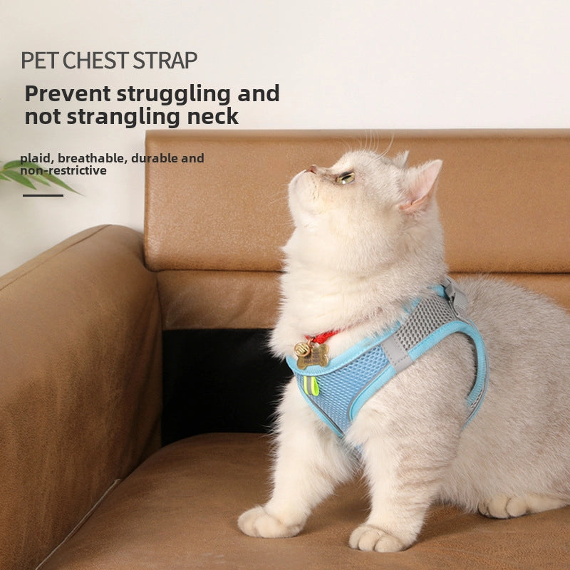 Dog Vest Leash Cat Small Dog Walking Dog Leash Teddy Out Anti-break Reflective Chest Strap