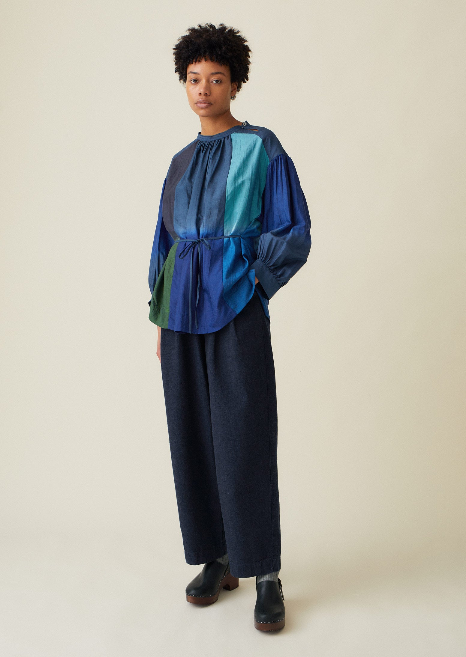 Dip Dye Silk Shirt | Blue Multi