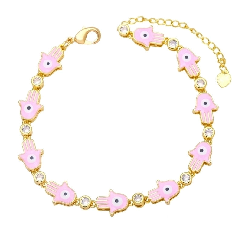 Copper Patchwork Stoving Varnish Geometric Zircon Copper Bracelets