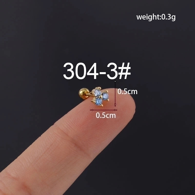 Ear Cartilage Rings & Studs Fashion Geometric Copper Plating Artificial Gemstones