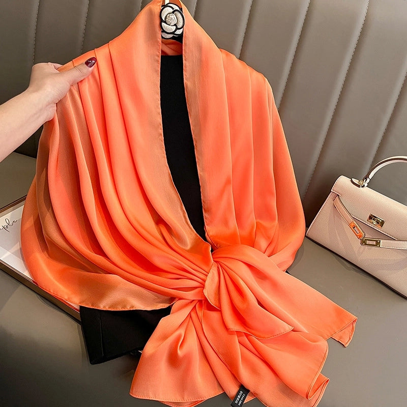 Women's Minimalist Classic Style Solid Color Imitated Silk Silk Scarf