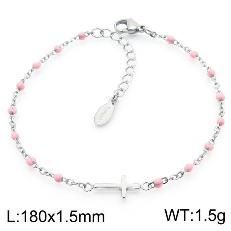 Minimalist Classic Style Cross Titanium Steel 18K Gold Plated Bracelets In Bulk