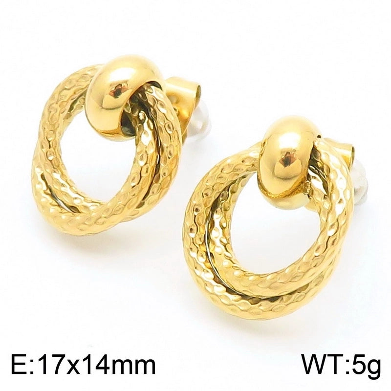 1 Pair Minimalist Circle 304 Stainless Steel 18K Gold Plated Ear Studs