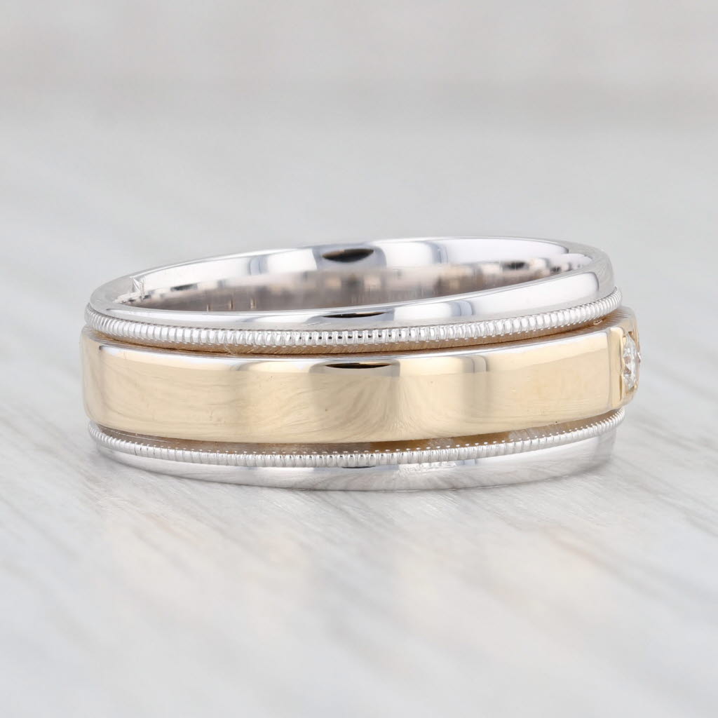 0.12ctw Diamond Ring 14k Yellow White Gold Wedding Band Size 7.5 Stackable