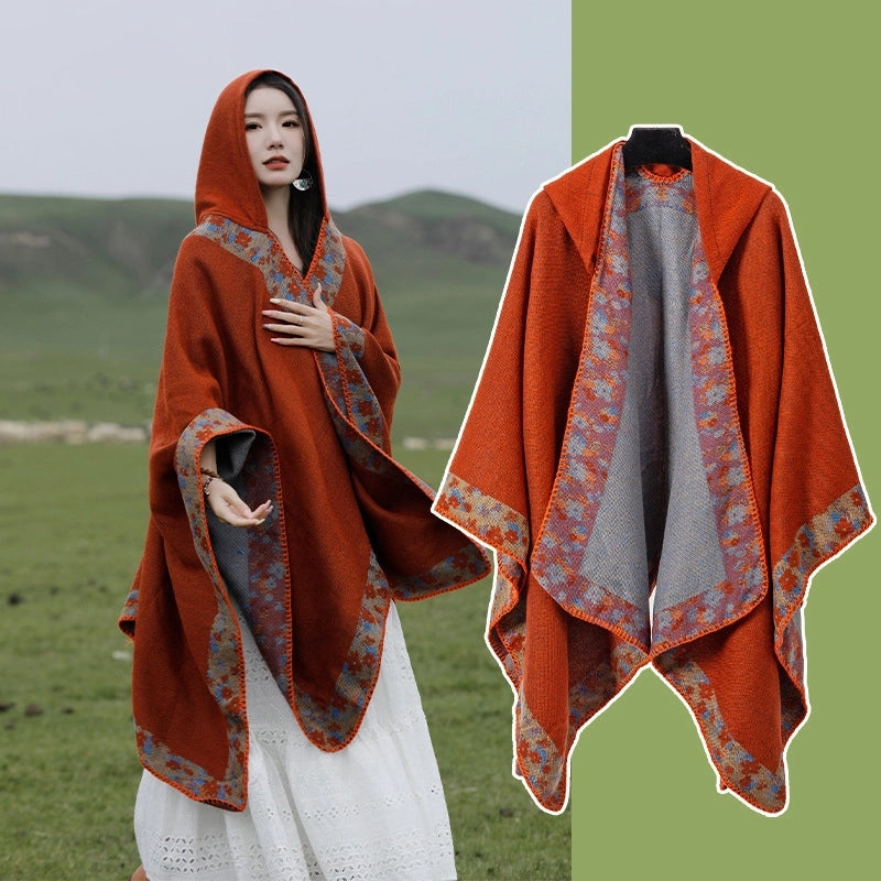 Women's Retro Ethnic Style Flower Artificial Wool Acrylic Shawl