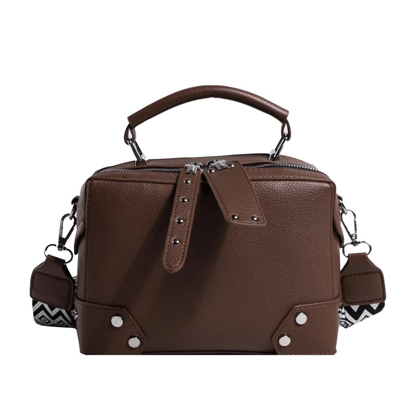 Women's Small Pu Leather Waves Solid Color Streetwear Square Zipper Square Bag