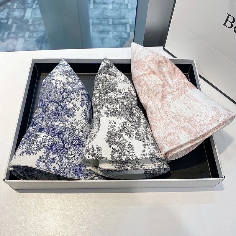 Women's Cute Color Block Printing Big Eaves Bucket Hat