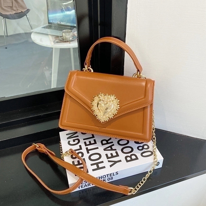 Women's Small All Seasons Pu Leather Solid Color Classic Style Square Magnetic Buckle Handbag