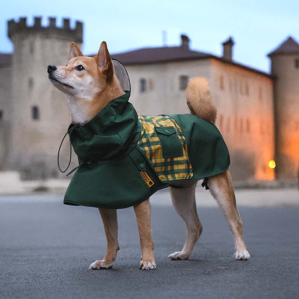 Waterproof Vintage Plaid Adjustable Dog Raincoat - All-Weather Protection