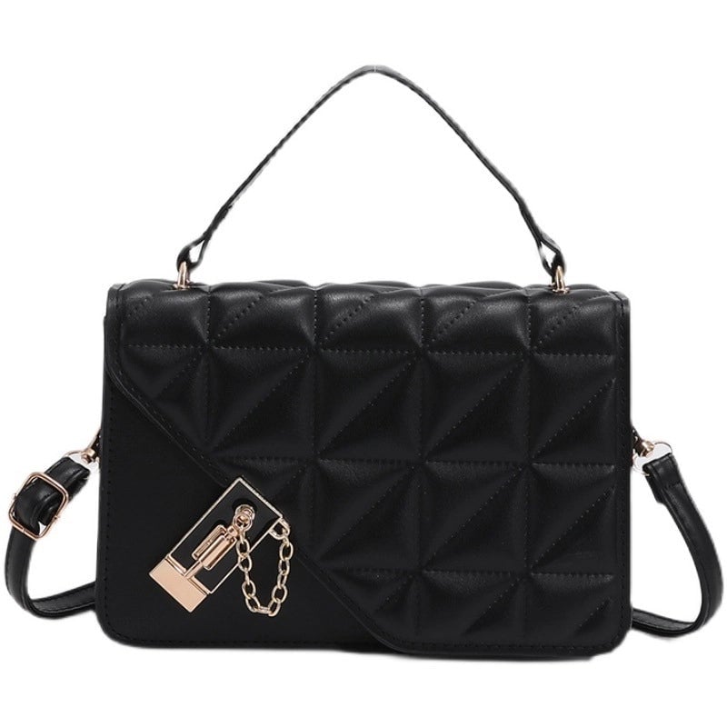 Women's Small Pu Leather Solid Color Basic Square Lock Clasp Handbag Crossbody Bag