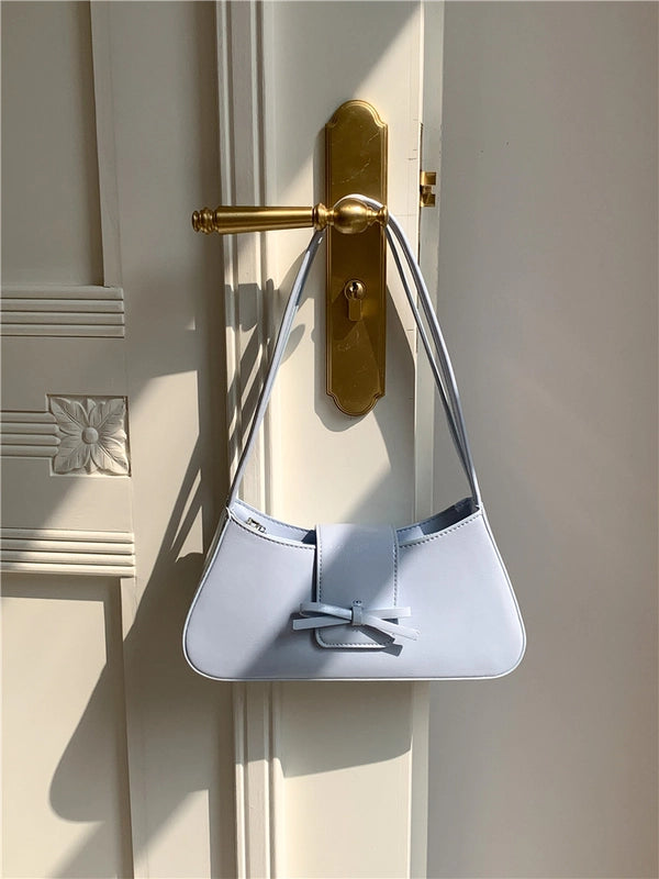 Women's Medium Pu Leather Solid Color Bow Knot Streetwear Zipper Underarm Bag