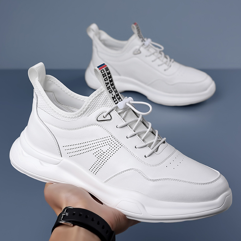 New Platform Leather Men's Sneakers Designer Soft-soled Casual Man Shoes Spring Autumn Outdoor Male Jogging Sneakers Comfortable