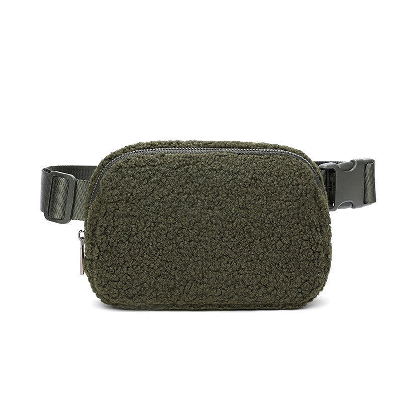 Winter Lambswool Waist Bag Sports Chest Bag Messenger Bag Outdoor Sports Bag Unisex Versatile