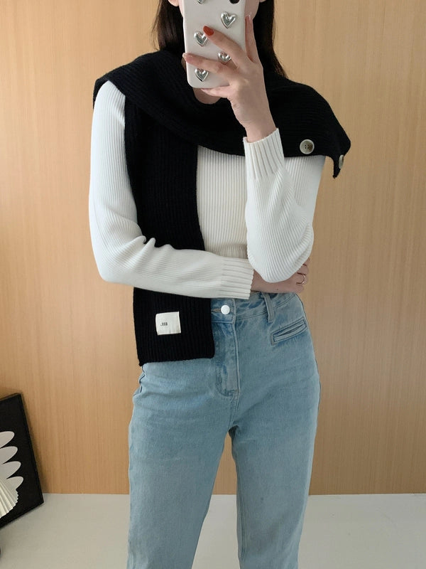 Women's Scarf Winter New Fashion Outer Pullover Scarf Women's Solid Color Collar Wool Knitted Shawl