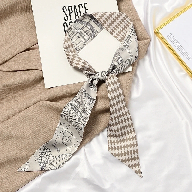 Women's Lady Geometric Satin Silk Scarf
