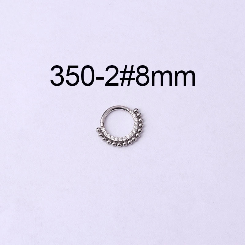 316 Stainless Steel  Fashion Inlaid Zircon Geometric Nose Ring