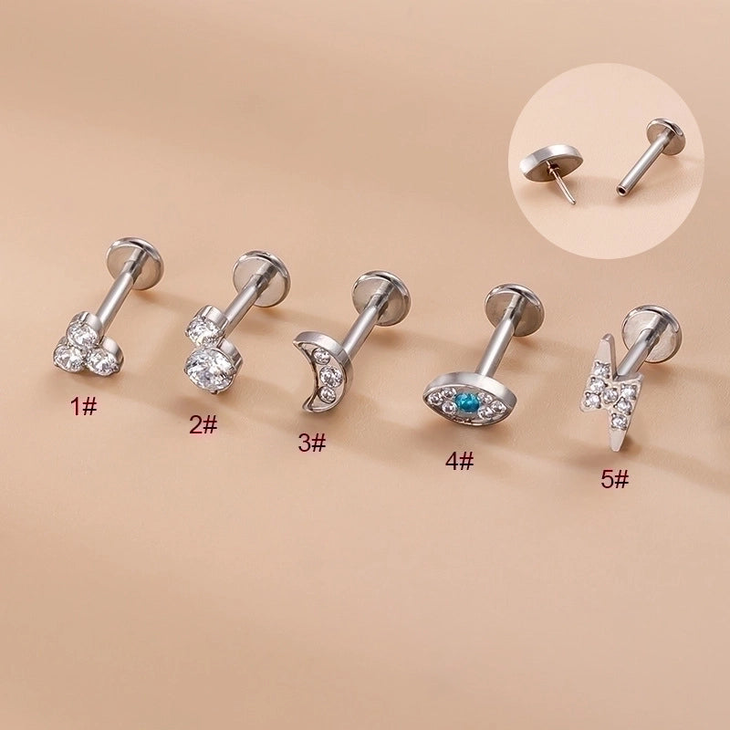 1 Piece Lip Rings Fashion Geometric Eye Lightning 316L Stainless Steel  Copper Plating Rhinestones