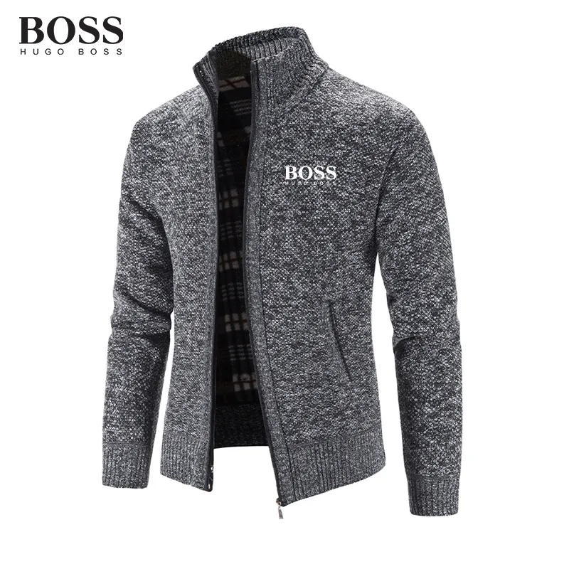 BOSS Men Band Collar External Trench Coat