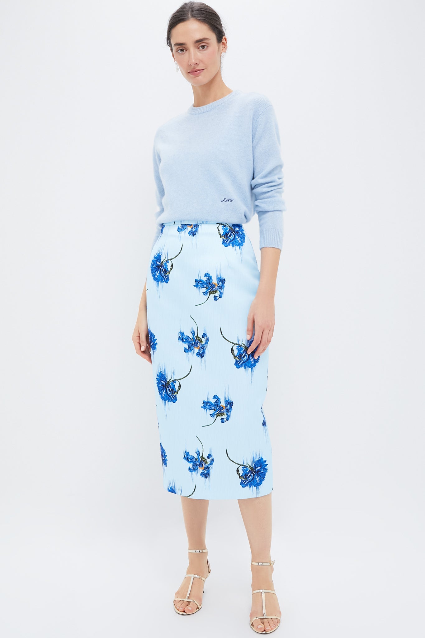 Blue Flowers on Duck Egg Lorelei Skirt