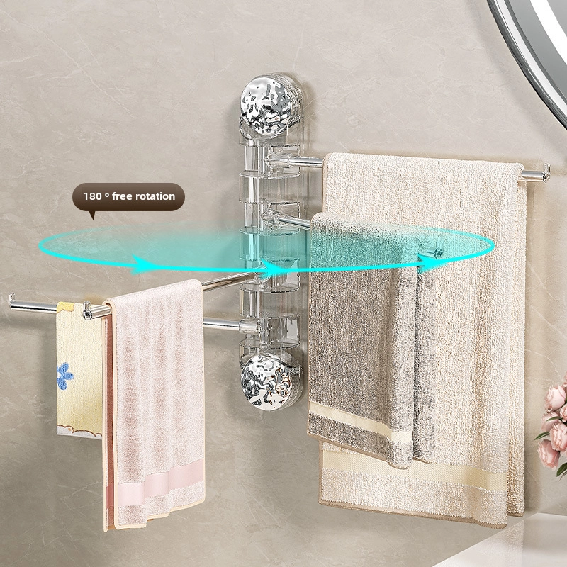Suction Cup Towel Rack Internet Celebrity Punch-free Wall-mounted Rotating Rack Bathroom Towel Bar Multi-bar Multi-function Rack