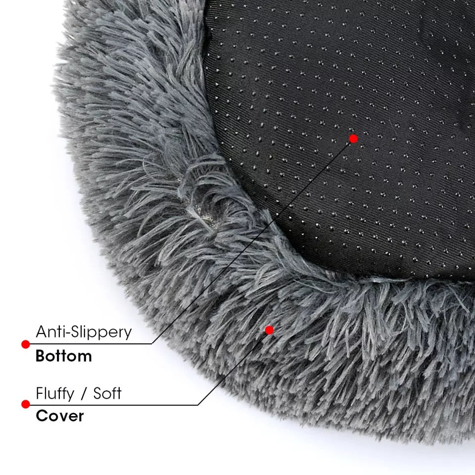 Solid Color Round Plush Dog Cat Bed