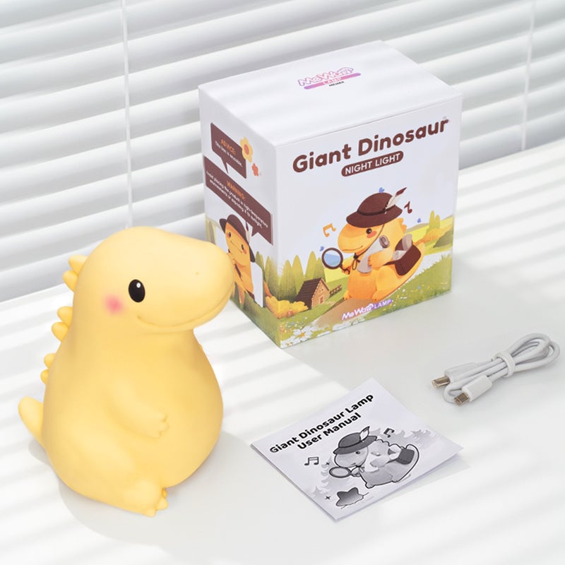 Squishy Silicone Smiley Giant Dinosaur LED Night Light - Perfect Gift for Kids and Girls
