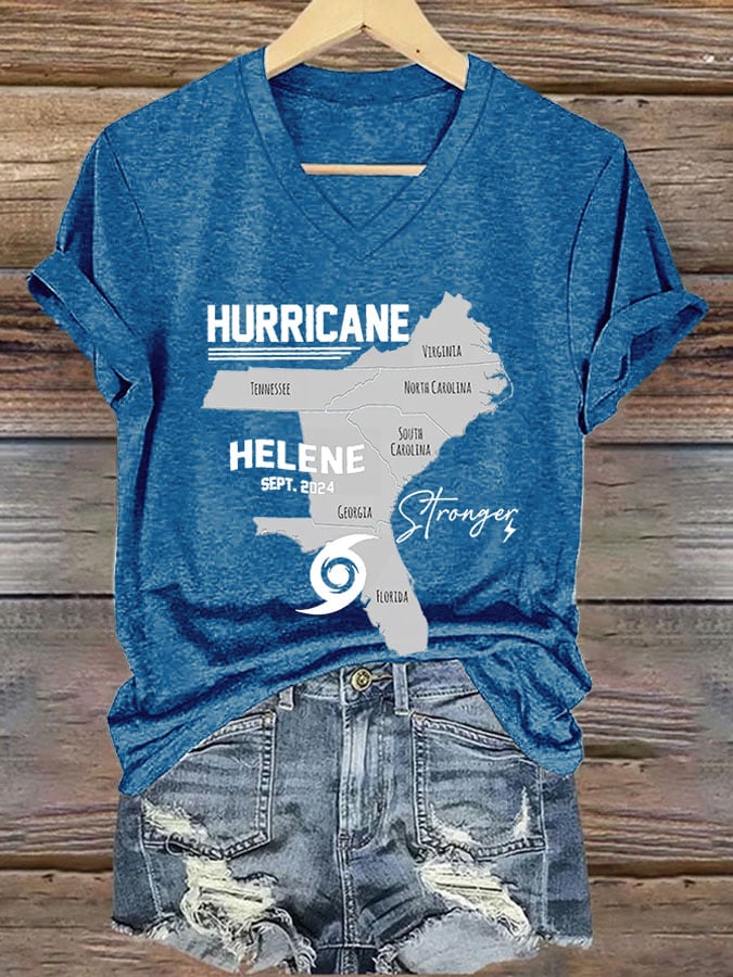 Women's Hurricane Helene Strong Print Casual T-Shirt