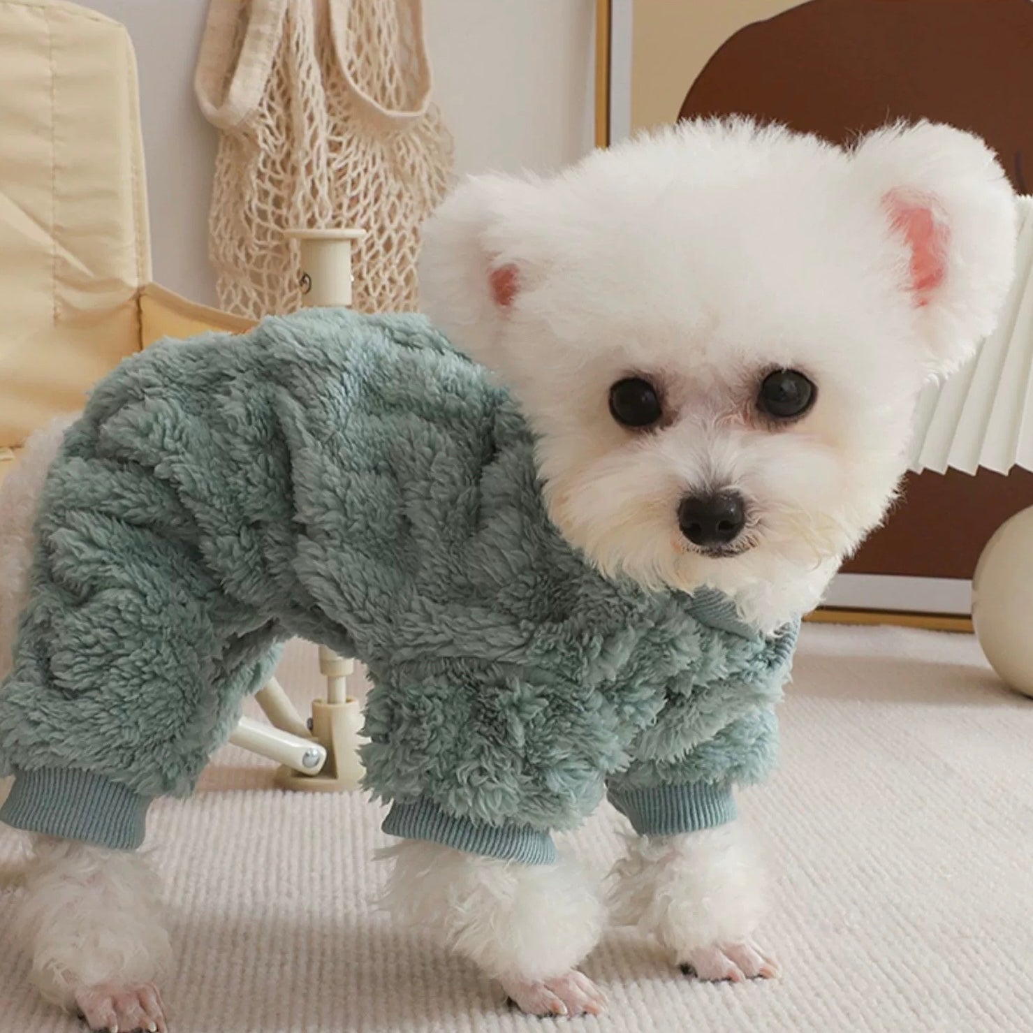 Solid Color Four Legs Fleece Dog Jumpsuits