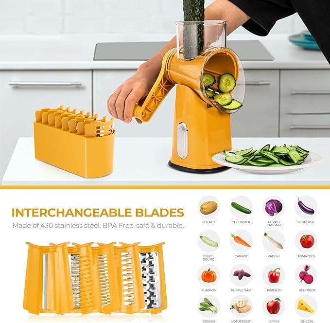 🔥🔥HOT SAVE-49% OFF🔥🔥5 in 1 Rotary Cheese Grater Vegetable Slicer