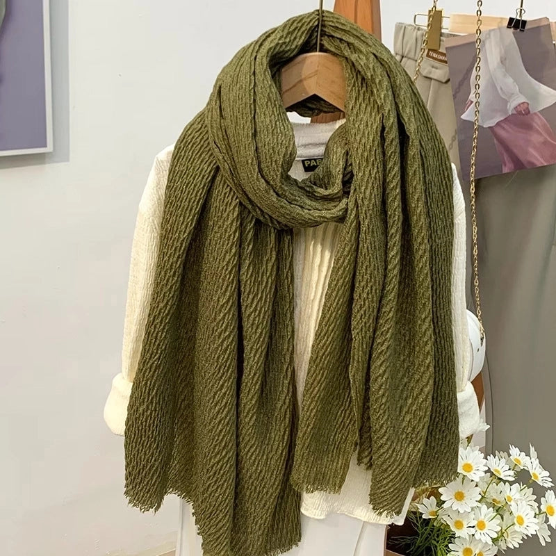 Women's Minimalist Solid Color Cotton And Linen Scarf