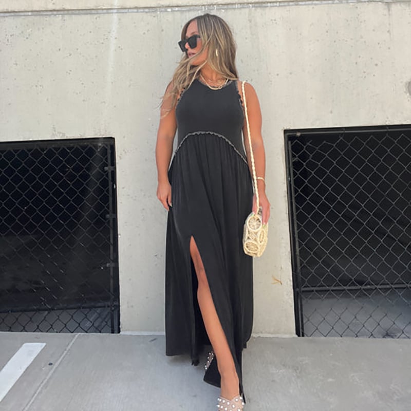 Slit Casual Simple Loose Maxi Long Dress(Buy 2 Free Shipping)