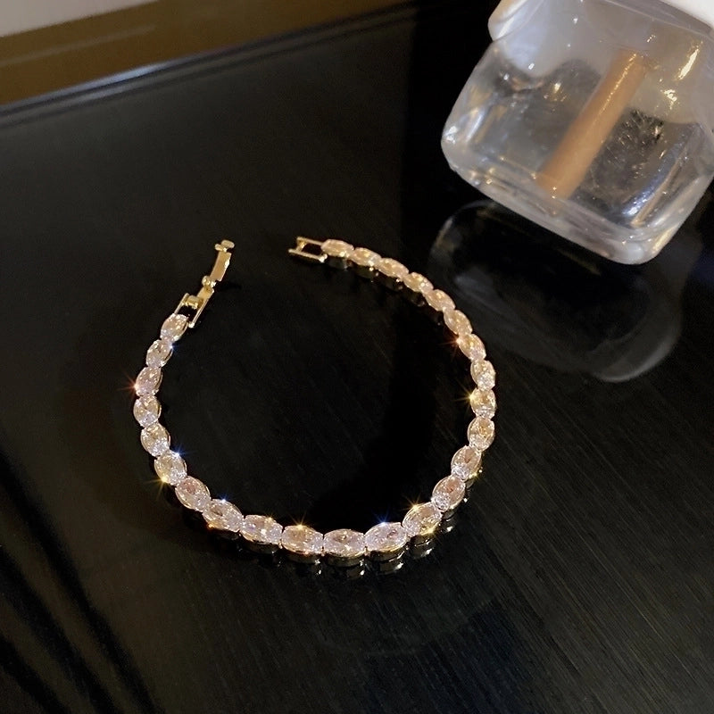 Minimalist Heart Shape Copper Inlay Zircon Bracelets