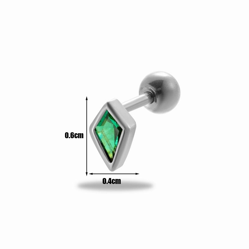 1 Piece Ear Cartilage Rings & Studs Minimalist Classic Style Rhombus 316L Stainless Steel  Copper Plating Inlay Zircon