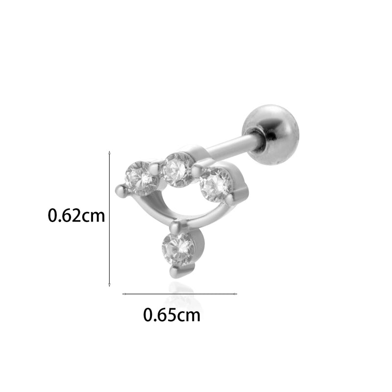 1 Piece Ear Cartilage Rings & Studs Minimalist Classic Style Star Moon Butterfly 316L Stainless Steel  Copper Plating Inlay Zircon