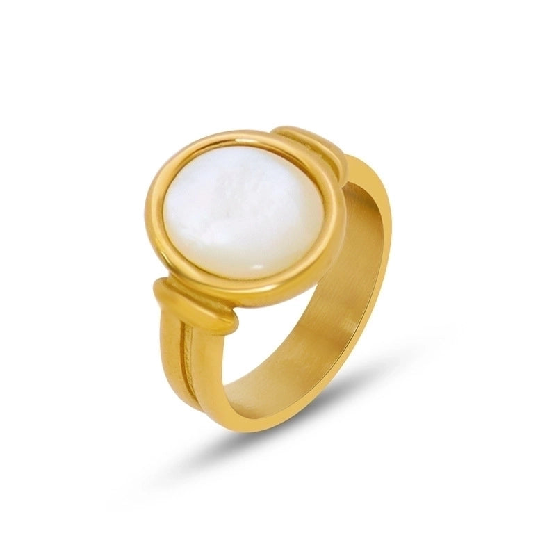 Lady Geometric 304 Stainless Steel No Inlaid 18K Gold Plated Plating