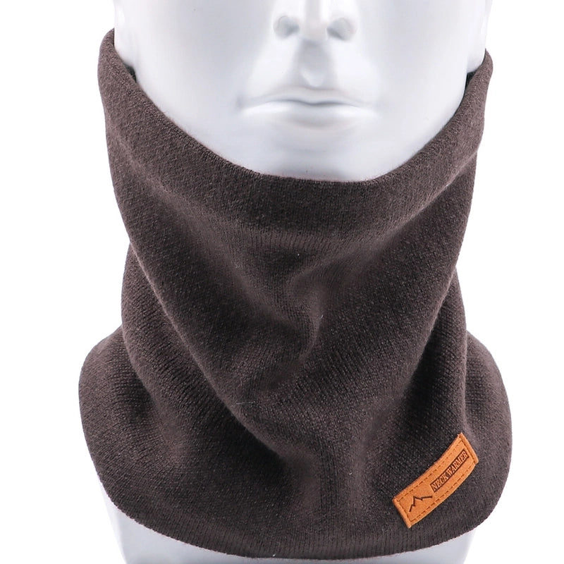Autumn And Winter Single Circle Collar Men's And Women's Solid Color Fleece-lined Knitted Scarf Fashion Fake Turtleneck Warm Pullover Scarf