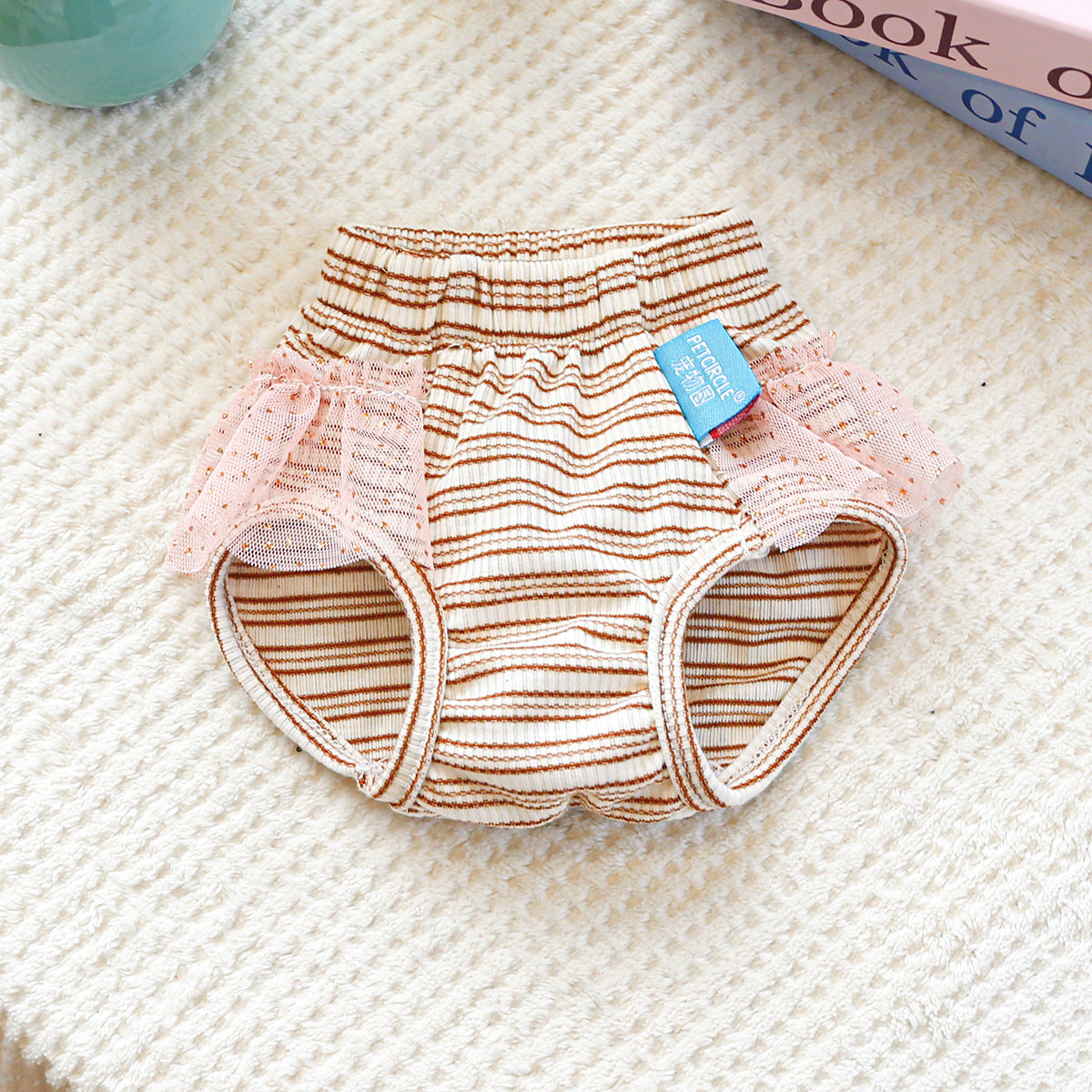 Washable Striped Bow Lace Dog Diaper Pants