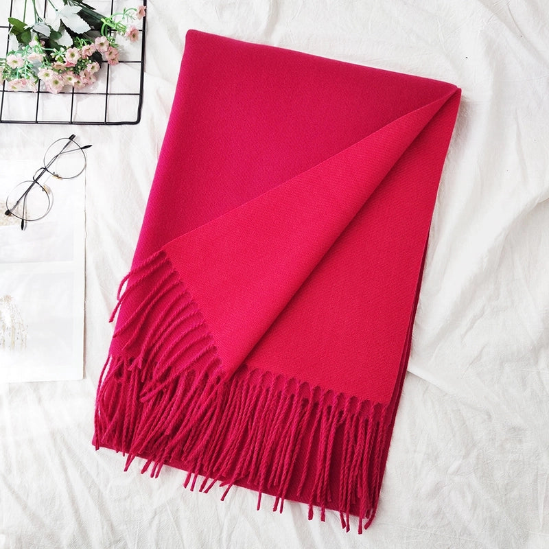 Unisex Sweet Minimalist Solid Color Imitation Cashmere Polyester Scarf