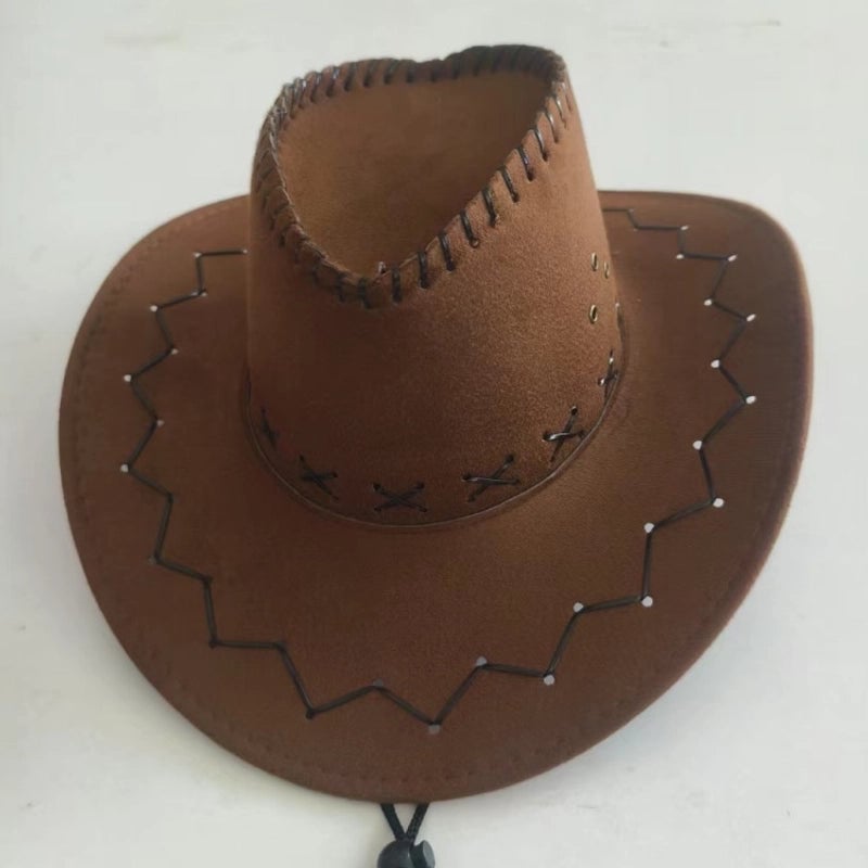 New Fashion Chicken Skin Deerskin Velvet Knight Western Cowboy Hat Camouflage Cloth Hat Travel Sun Hat Straw Hat