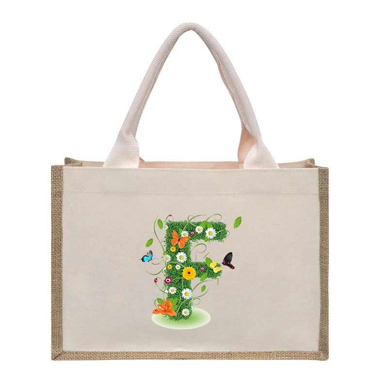 Women's Medium Canvas Letter Basic Classic Style Open Shopping Bags