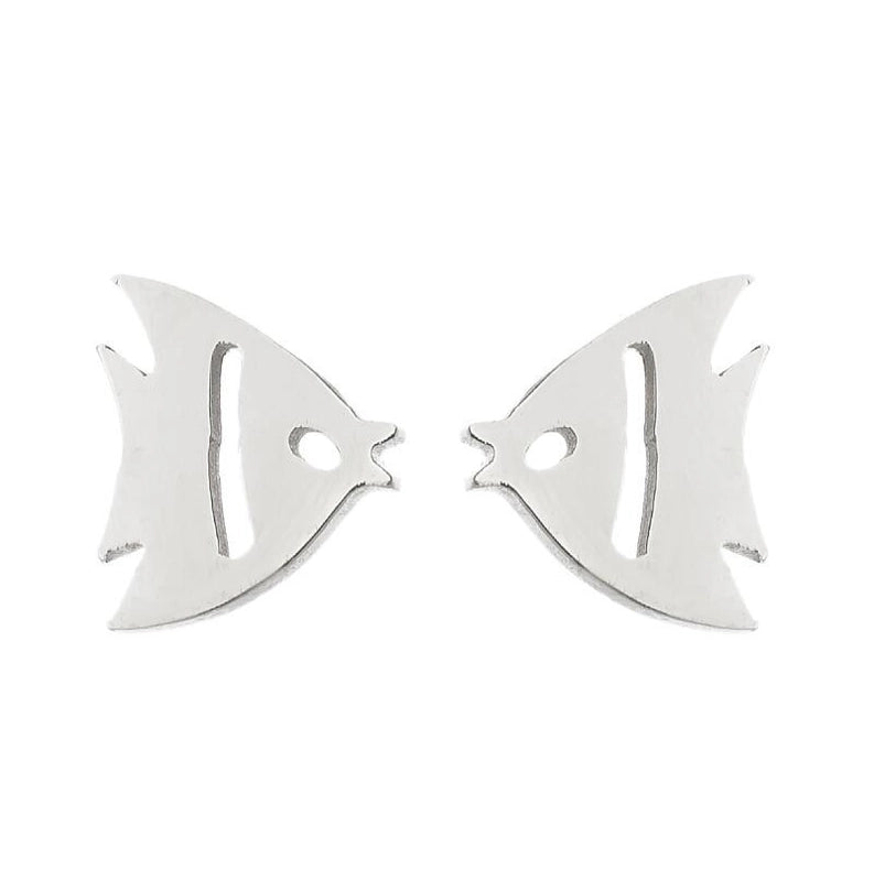 Minimalist Animal Stainless Steel Plating Hollow Out Ear Studs 1 Pair