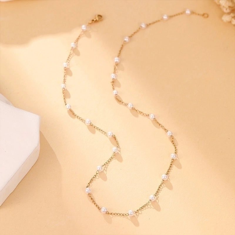 Minimalist Classic Style Solid Color Stainless Steel Gold Plated Plating Necklace