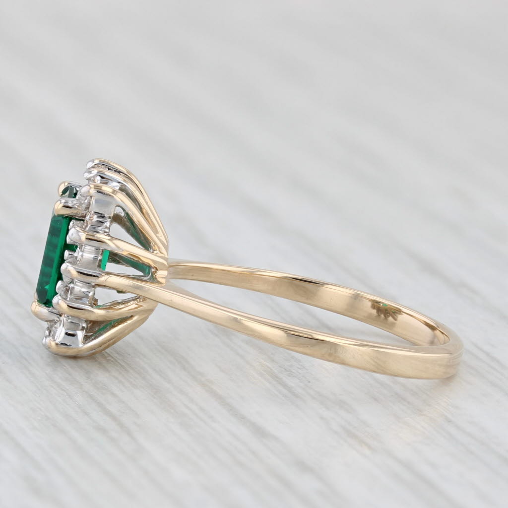 1.18ctw Lab Created Emerald Diamond Halo Ring 14k Yellow Gold Size 6 Engagement