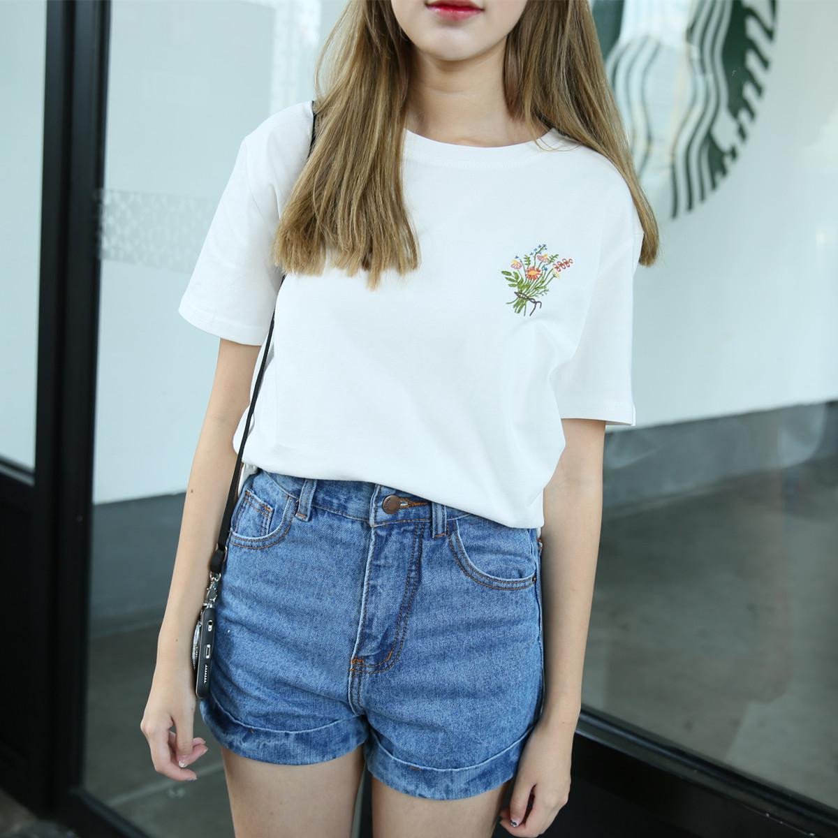 Flower Embroidered Tee