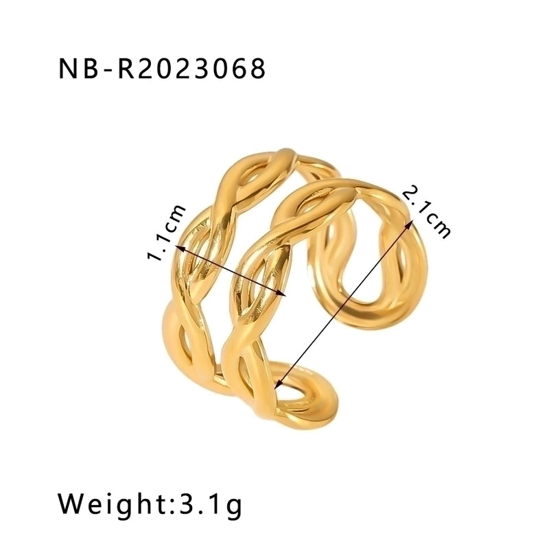 2 Pieces Stainless Steel 18K Gold Plated IG Style Basic Minimalist Plating Tree Symbol Lingge Open Rings