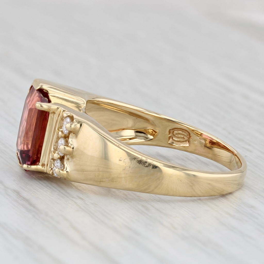 2.48ctw Pink Tourmaline Diamond Ring 18k Yellow Gold Size 8