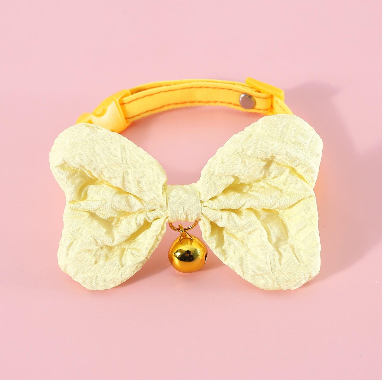 Candy-Colored Denim Bowtie Adjustable Pet Collar